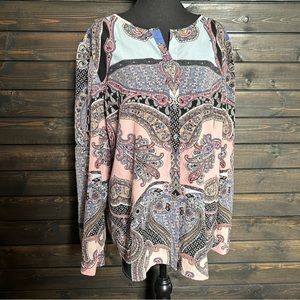 Talbots Pink & Blue Patterned Top